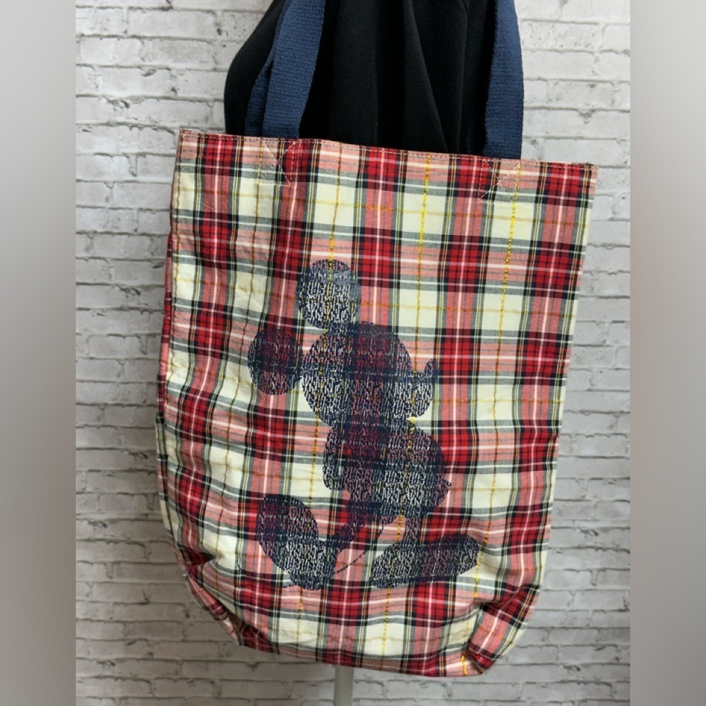 Disney Mickey Mouse Purse Bag Walt Disney Resorts 14in X 18in Plaid White Gold